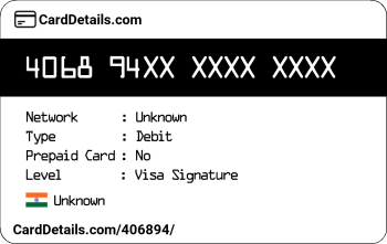 Card Details: 406894