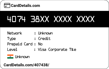 Card Details: 407438