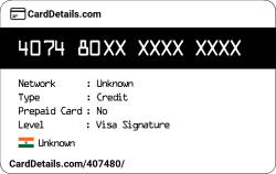 Card Details: 407480