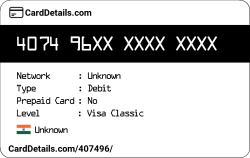 Card Details: 407496