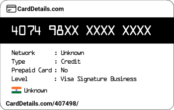 Card Details: 407498
