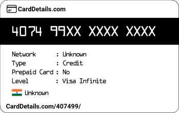 Card Details: 407499