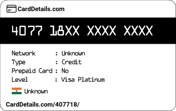 Card Details: 407718