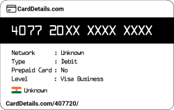 Card Details: 407720