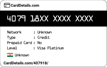 Card Details: 407918