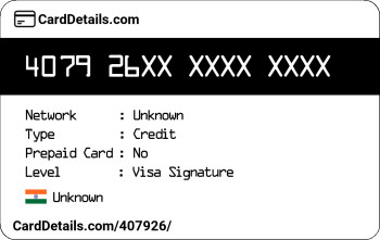 Card Details: 407926