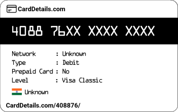 Card Details: 408876