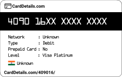 Card Details: 409016