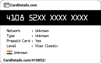 Card Details: 410852