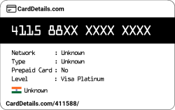 Card Details: 411588