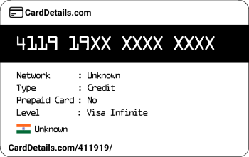 Card Details: 411919
