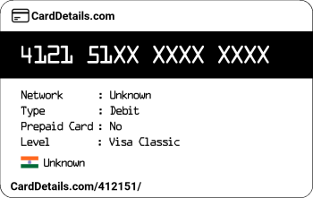Card Details: 412151