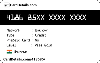 Card Details: 418685