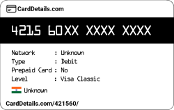 Card Details: 421560