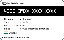 Card Details: 430039