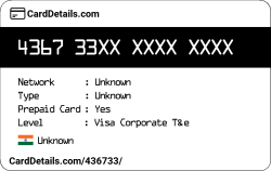 Card Details: 436733