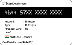 Card Details: 464457