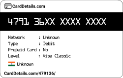 Card Details: 479136