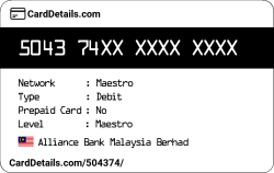 Card Details: 504374