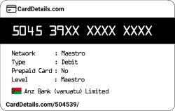 Card Details: 504539