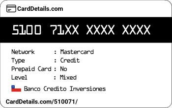 Card Details: 510071