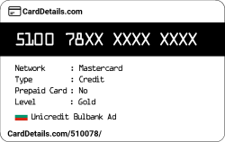 Card Details: 510078