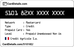 Card Details: 510182