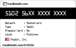 Card Details: 510256