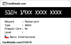 Card Details: 510419