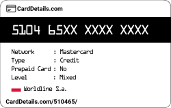Card Details: 510465