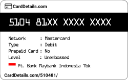 Card Details: 510481