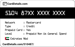 Card Details: 510487