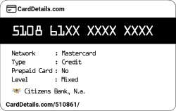 Card Details: 510861