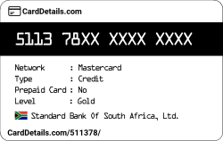 Card Details: 511378
