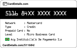 Card Details: 511684