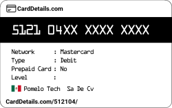 Card Details: 512104