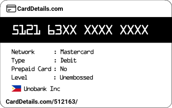 Card Details: 512163