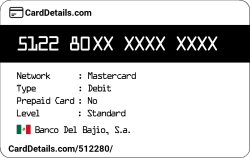 Card Details: 512280