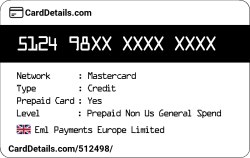 Card Details: 512498