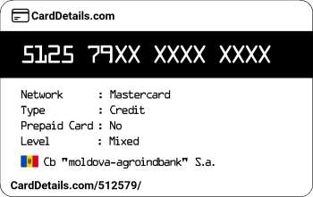 Card Details: 512579