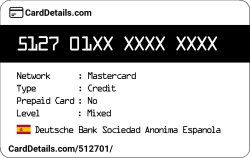 Card Details: 512701