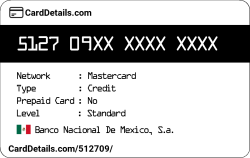 Card Details: 512709