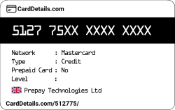 Card Details: 512775