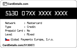 Card Details: 513007