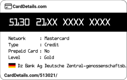 Card Details: 513021