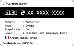 Card Details: 513024