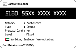 Card Details: 513055
