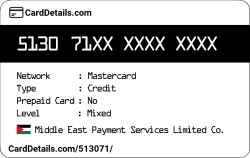 Card Details: 513071