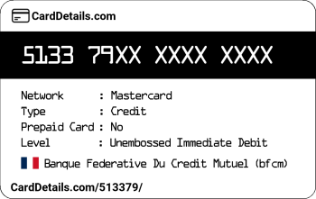 Card Details: 513379