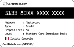 Card Details: 513380